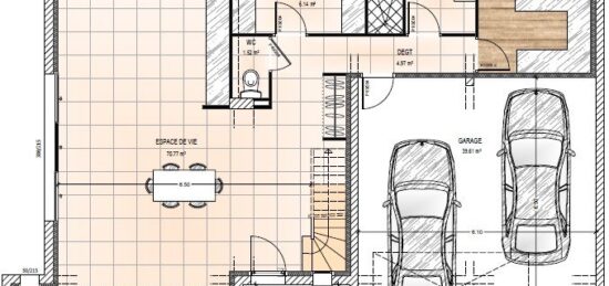 Plan de maison Surface terrain 158 m2 - 6 pièces - 4  chambres -  avec garage 