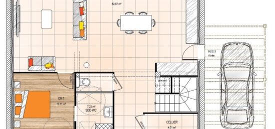 Plan de maison Surface terrain 120 m2 - 5 pièces - 4  chambres -  sans garage 