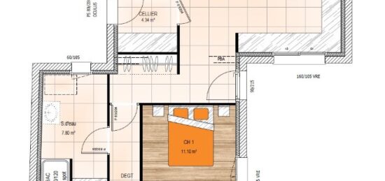 Plan de maison Surface terrain 102 m2 - 5 pièces - 3  chambres -  sans garage 