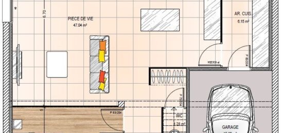 Plan de maison Surface terrain 112 m2 - 6 pièces - 4  chambres -  avec garage 