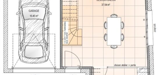 Plan de maison Surface terrain 117 m2 - 6 pièces - 4  chambres -  avec garage 