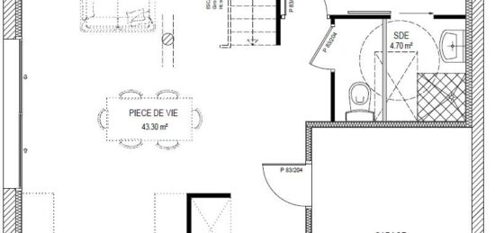 Plan de maison Surface terrain 105 m2 - 6 pièces - 4  chambres -  avec garage 