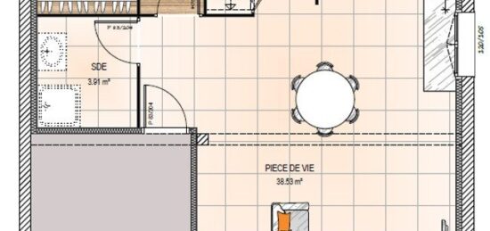 Plan de maison Surface terrain 91 m2 - 3 pièces - 1  chambre -  avec garage 