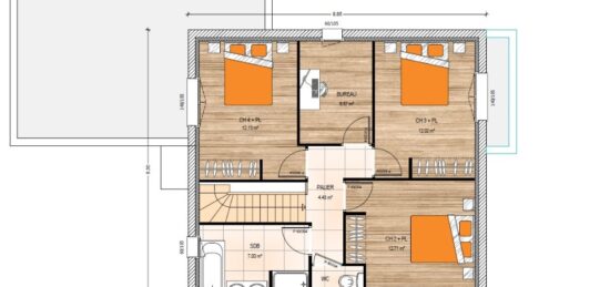 Plan de maison Surface terrain 137 m2 - 7 pièces - 4  chambres -  avec garage 