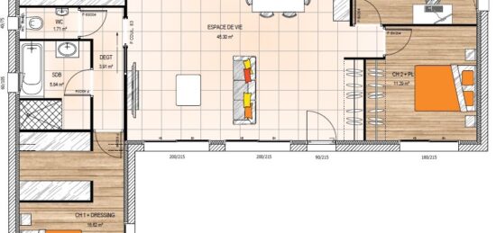 Plan de maison Surface terrain 102 m2 - 4 pièces - 2  chambres -  sans garage 