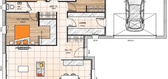 Plan de maison Surface terrain 116 m2 - 5 pièces - 3  chambres -  avec garage 