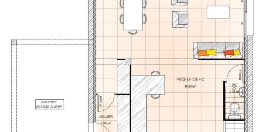 Plan de maison Surface terrain 90 m2 - 5 pièces - 3  chambres -  sans garage 