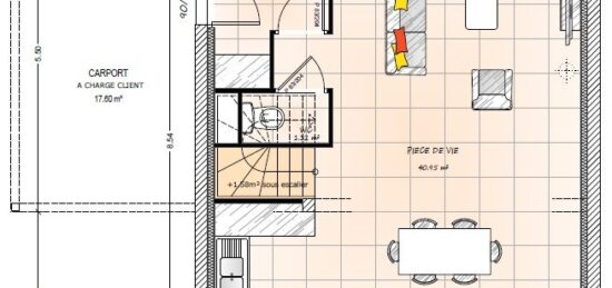 Plan de maison Surface terrain 92 m2 - 6 pièces - 3  chambres -  sans garage 