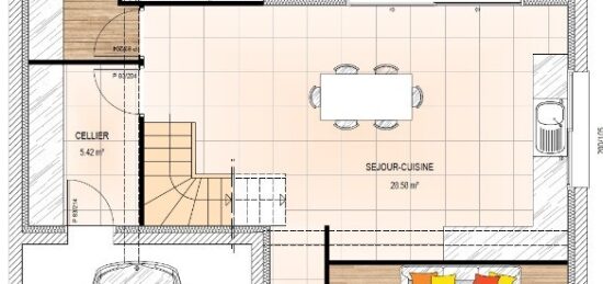 Plan de maison Surface terrain 144 m2 - 7 pièces - 4  chambres -  avec garage 