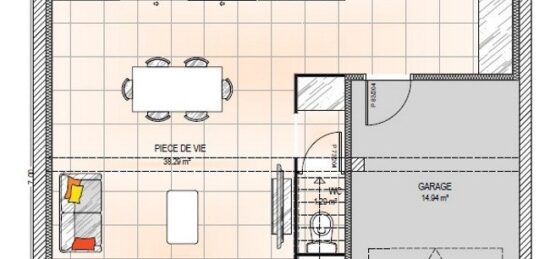 Plan de maison Surface terrain 87 m2 - 5 pièces - 3  chambres -  avec garage 