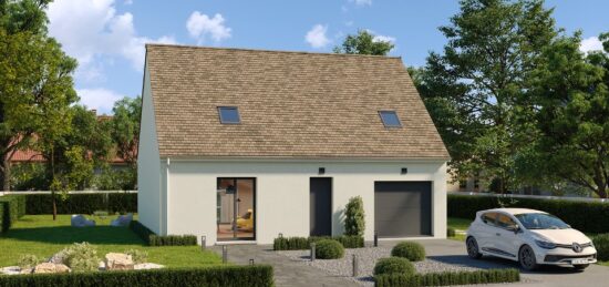 Plan de maison Surface terrain 92 m2 - 4 pièces - 3  chambres -  avec garage 