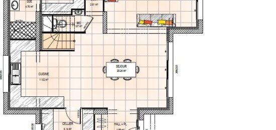Plan de maison Surface terrain 130 m2 - 6 pièces - 4  chambres -  avec garage 