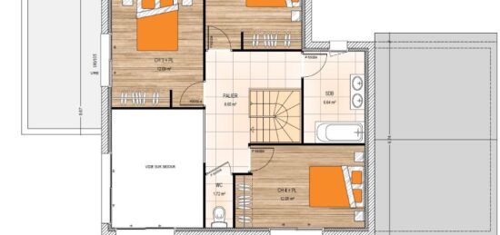 Plan de maison Surface terrain 138 m2 - 6 pièces - 4  chambres -  avec garage 