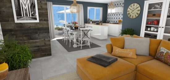 Plan de maison Surface terrain 85.2 m2 - 5 pièces - 3  chambres -  avec garage 