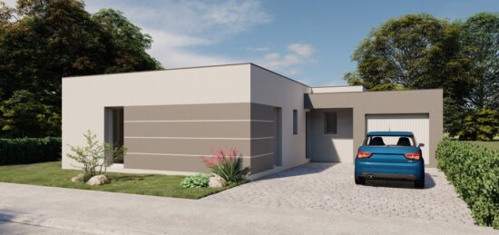Plan de maison Surface terrain 86.91 m2 - 4 pièces - 3  chambres -  avec garage 