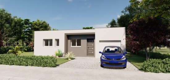 Plan de maison Surface terrain 75.07 m2 - 4 pièces - 2  chambres -  avec garage 