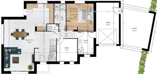 Plan de maison Surface terrain 145 m2 - 5 pièces - 5  chambres -  avec garage 