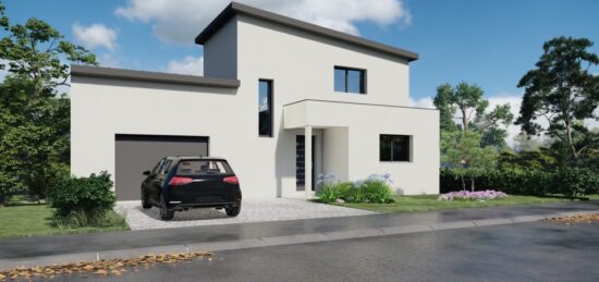 Plan de maison Surface terrain 91 m2 - 4 pièces - 2  chambres -  avec garage 