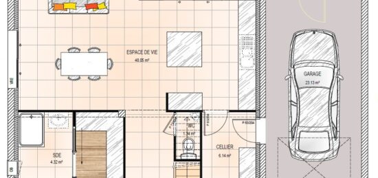 Plan de maison Surface terrain 127 m2 - 5 pièces - 4  chambres -  avec garage 