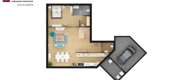 Plan de maison Surface terrain 128 m2 - 7 pièces - 5  chambres -  avec garage 