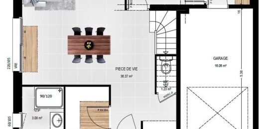 Plan de maison Surface terrain 119 m2 - 6 pièces - 4  chambres -  avec garage 